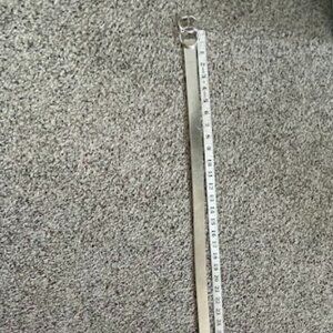 Women's silver faux leather belt with silver buckle, XL, 46"